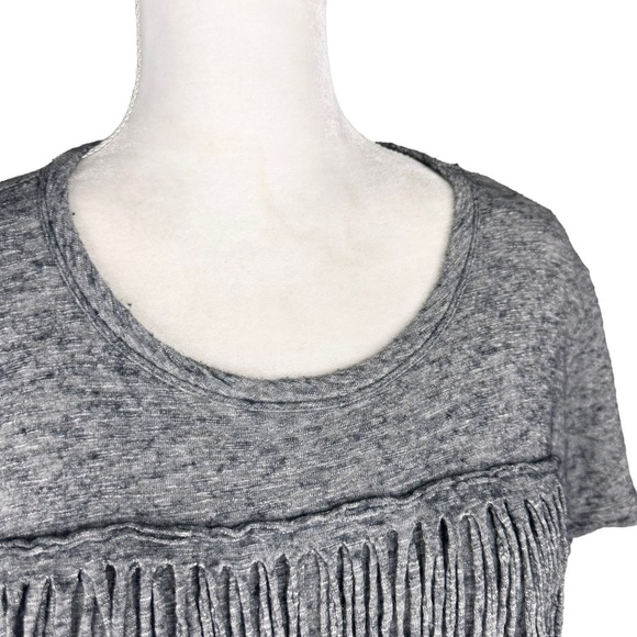 Zadig & Voltaire Satcha Fringes Western gray short-sleeve top t-shirt wool small - Picture 5 of 16